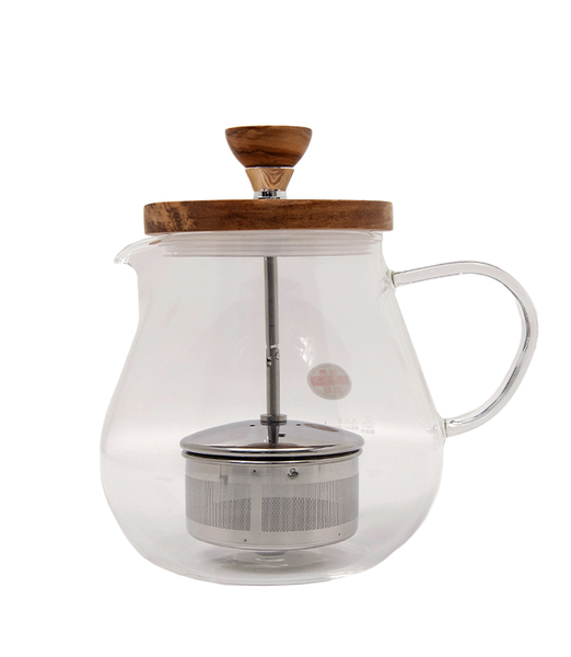 Tetera com tapa de madera
